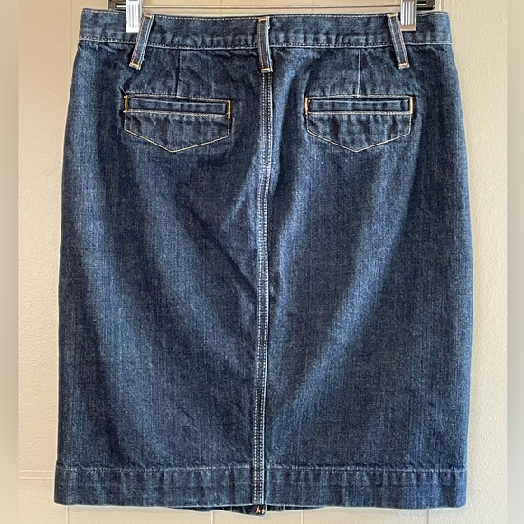 J. Crew Button Front Knee Length Denim Skirt - Picture 2 of 4